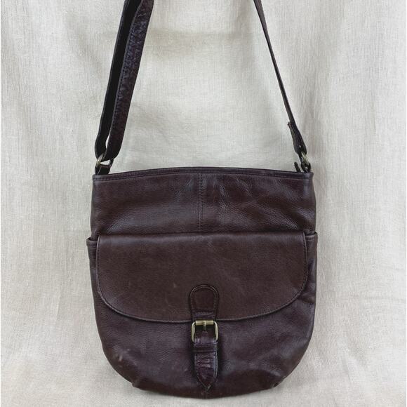 Fat Face Brown Soft Pebble Leather Cross Body Purse Saddle Bag - Picture 1 of 7